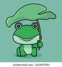 cute frog design with leaves