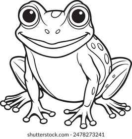 Cute Frog Doodle Coloring Page Character