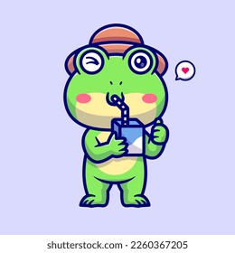 Cute Frog Drinking Juice Cartoon Vector Icon Illustration.
Animal Drink Icon Concept Isolated Premium Vector. Flat
Cartoon Style