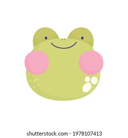 cute frog face cartoon isolated