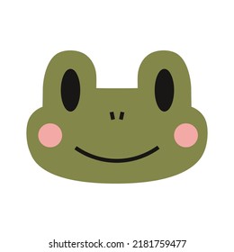 Cute frog face, cartoon style. Kawaii childish character. Trendy modern vector illustration isolated on white background, hand drawn, flat design.