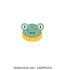 cute frog face isolated on a white background
