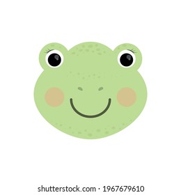 Cute Froschseite einzeln auf weißem Hintergrund. Vektorgrafik.