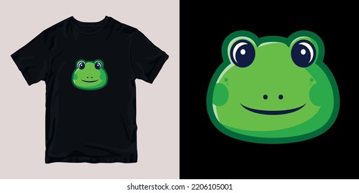 Cute Frog Face T-shirt Stylish And Clothing Printable Trendy Tshirt Design. Print, Industrial Products. Global Swatch