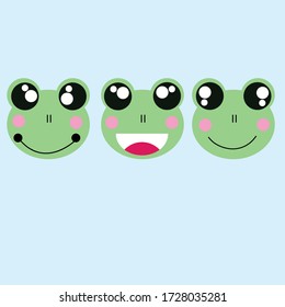Cute Frog faces collection. EPS10 vector
