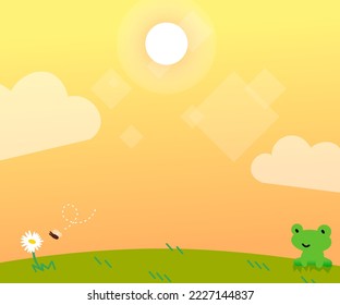 Cute Frog Fall Postcard Illustration