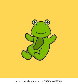 Cute frog is flying. Animal cartoon concept isolated. Can used for t-shirt, greeting card, invitation card or mascot.