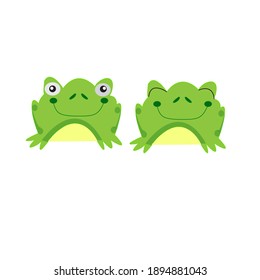 Cute frog green cartoon vector set in different emotion isolated on white background.