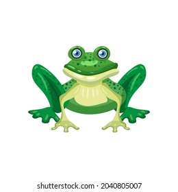 Cute frog green color, sitting, animal amphibian, icon. Vector illustration cartoon style isolated
