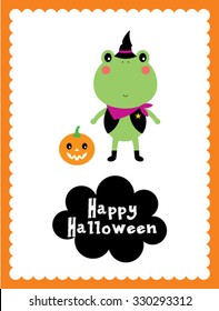 cute frog halloween card
