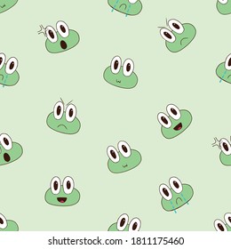 cute frog hand draw seamless green pattern