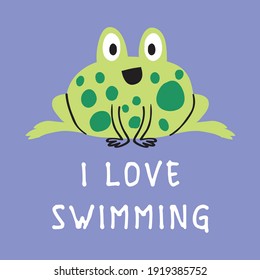 cute frog hand drawn as vector for tee print