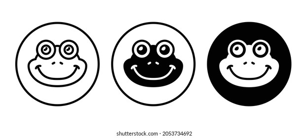 Cute frog head icon button, vector, sign, symbol, logo, illustration, editable stroke, flat design style isolated on white