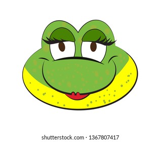 Cute Frog Head Illustration 