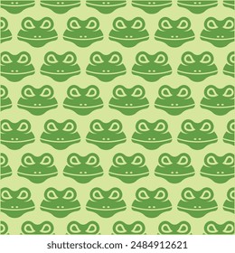Cute Frog Head Vector Pattern design with green background, element graphic template design
