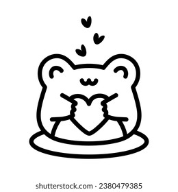 Cute Frog with Heart. Valentine's day concept. Love, emotions. Vector illustration in doodle style