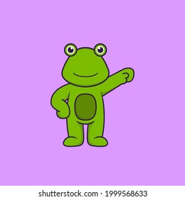 Cute frog hero. Animal cartoon concept isolated. Can used for t-shirt, greeting card, invitation card or mascot.