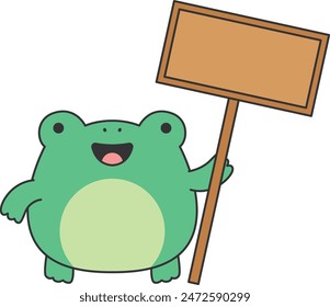 Cute frog holding a board illustration
