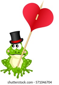 Cute frog holding heart
