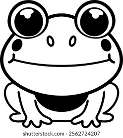 Cute frog illustration with big eyes and cheerful expression