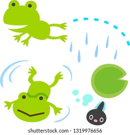 Cute frog illustration set