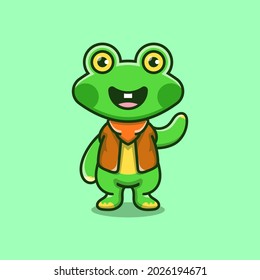 cute frog illustration wearing cowboy clothes