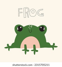 Cute Frog Isolated. A smiling frog. Vector Illustration
