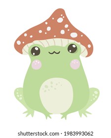 Cute frog isolated vector illustration. Kawaii childish character
