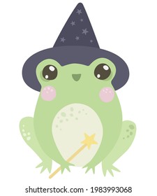 Cute frog isolated vector illustration. Kawaii childish character