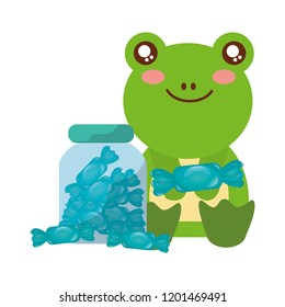 cute frog and jar sweet candy wrapper