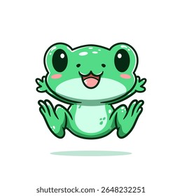 cute frog jumping cartoon illustration