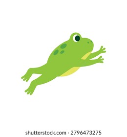 Cute Frog Jumping Leaping Cartoon Green Toad Character Vector Illustration