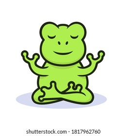 Cute frog kawaii mascot logo design illustration
