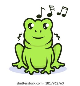 Cute frog kawaii mascot logo design illustration