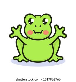 Cute frog kawaii mascot logo design illustration