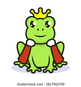 Cute frog kawaii mascot logo design illustration