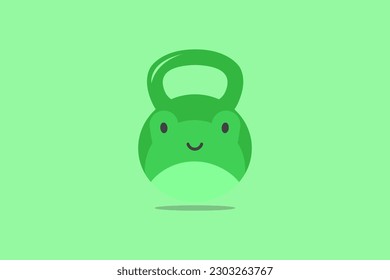 Cute Frog Kettle Bell Fitness GYM Logo design template element vector