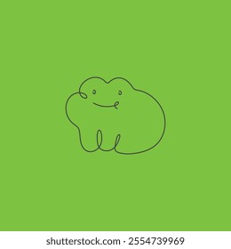 Cute frog line drawing flat vector design