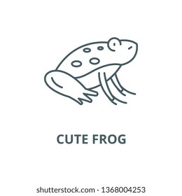 Cute frog line icon, vector. Cute frog outline sign, concept symbol, flat illustration