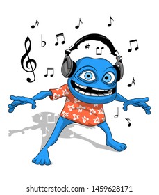 Cute frog listen music vector art