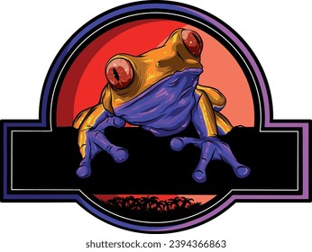 cute frog logo design template vector illustration