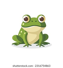 Cute frog logo icon symbol, simple line art, vector illustration template, isolated on white background
