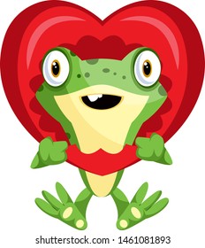 Cute frog in love, illustration, vector on white background.