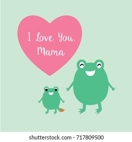 cute frog loves mommy greeting vector