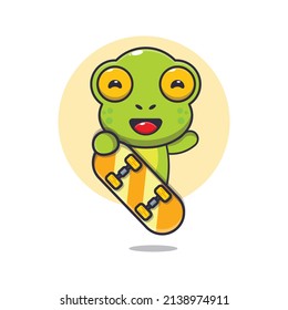 cute frog mascot cartoon