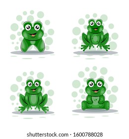 cute frog mascot cartoon design vector collection