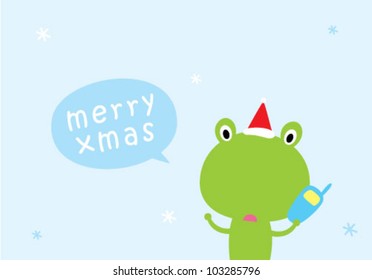 cute frog merry christmas