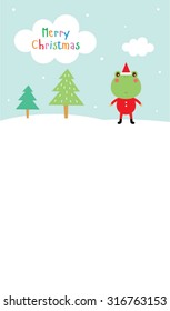 cute frog merry christmas greeting card
