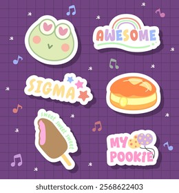 cute frog and motivational word of journal sticker design