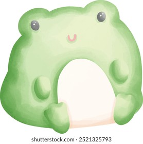 Cute frog in nature. Vector illustration, frog character on a leaf.